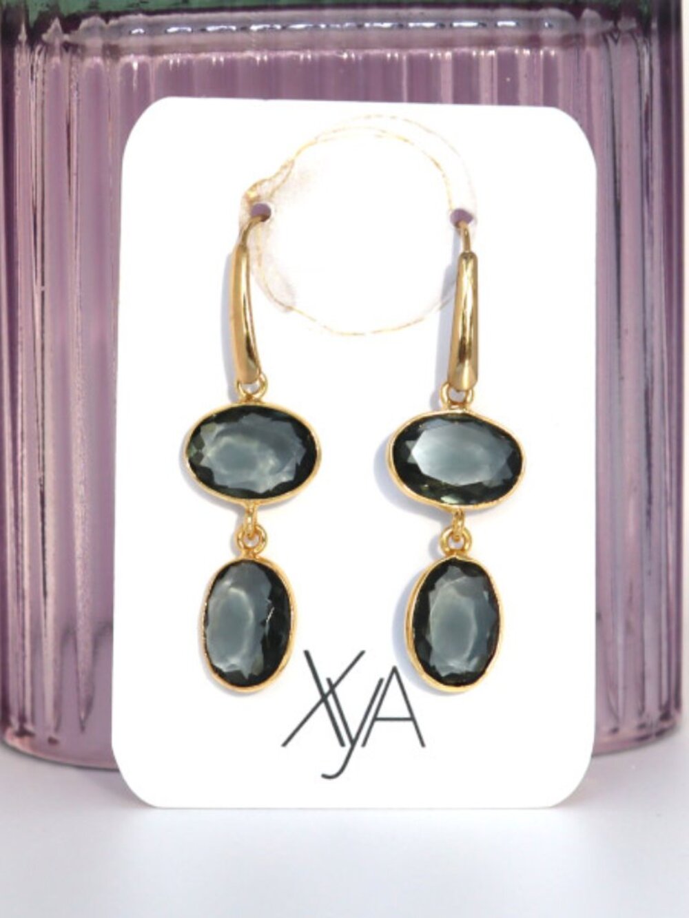 Gold Drop Earrings with Smoky Quartz Gemstones